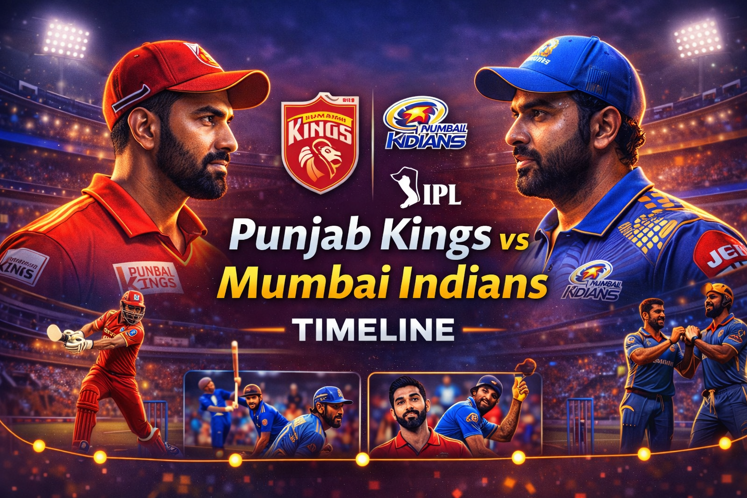 Punjab Kings vs Mumbai Indians timeline