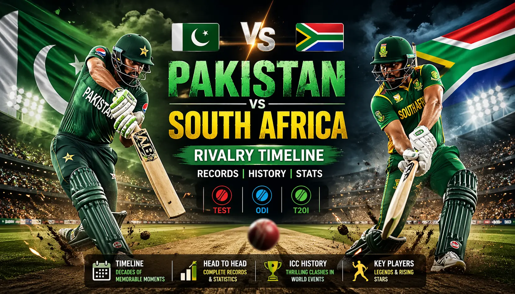 Pakistan Cricket Team vs South Africa Cricket Team Timeline