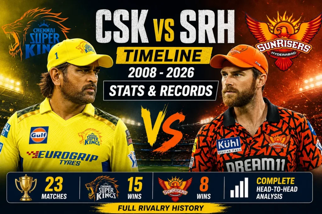 Chennai Super Kings vs Sunrisers Hyderabad Timeline (2026 Stats & Records) Chennai Super Kings vs Sunrisers Hyderabad Timeline