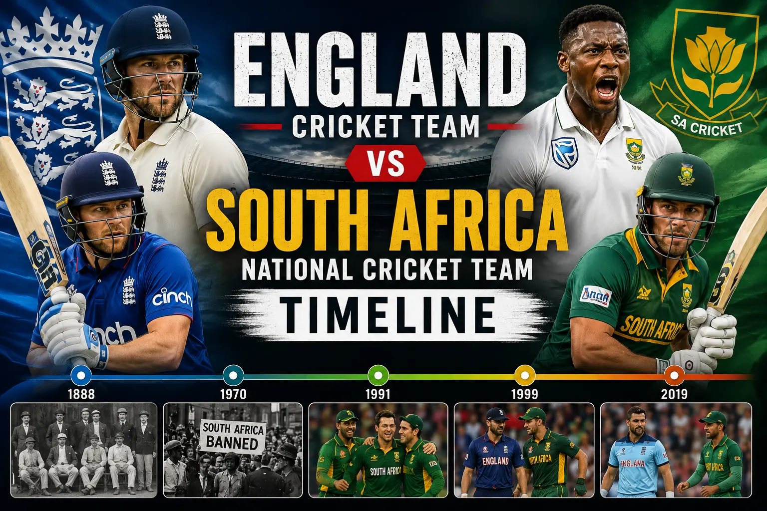 England Cricket Team vs South Africa National Cricket Team Timeline