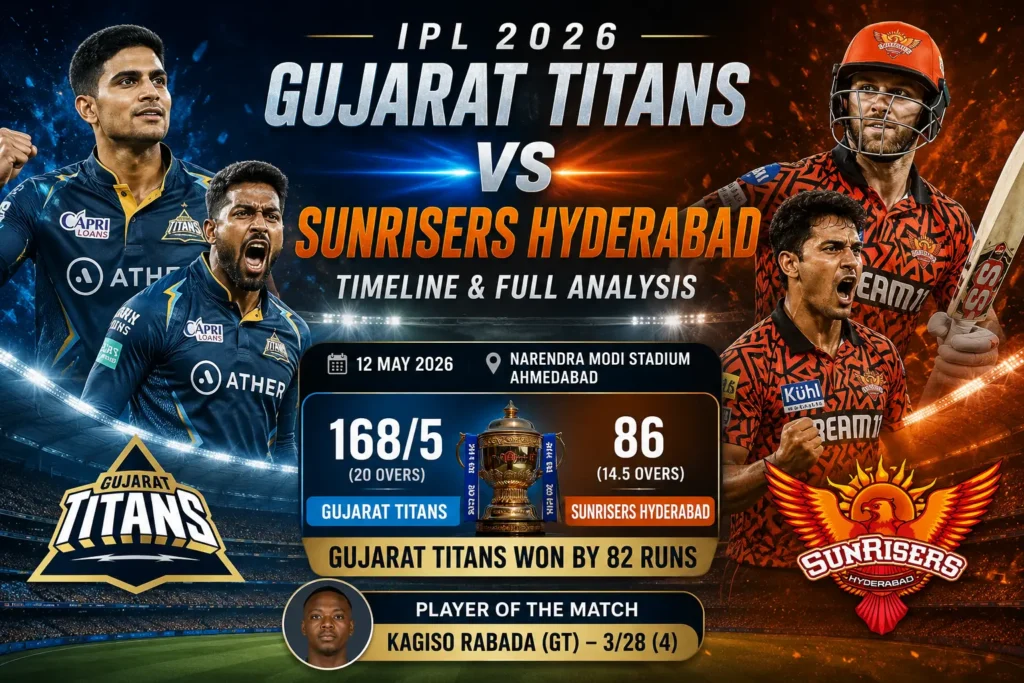 Gujarat Titans vs Sunrisers Hyderabad IPL 2026 | Timeline Gujarat Titans vs Sunrisers Hyderabad IPL 2026 Timeline