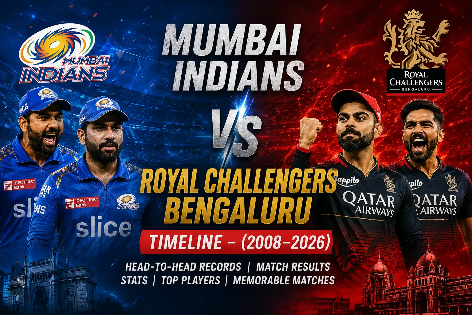 Mumbai Indians vs Royal Challengers Bengaluru Timeline