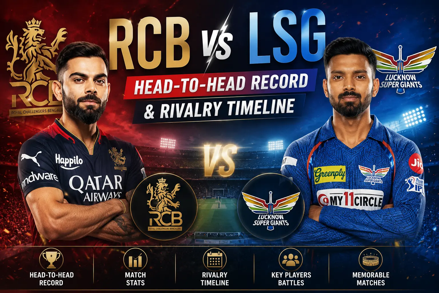 RCB vs LSG Head-to-Head Record & Rivalry Timeline