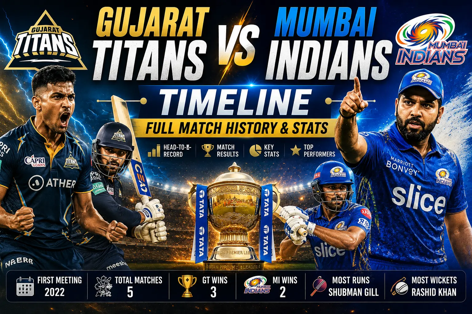 Gujarat Titans vs Mumbai Indians Timeline Full Match History & Stats