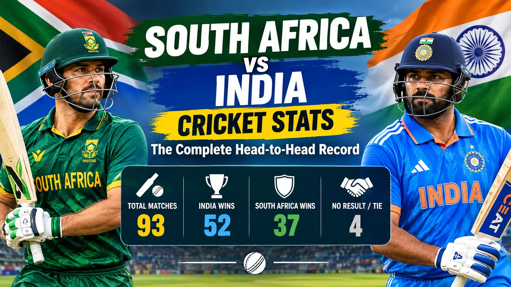 South Africa vs India cricket stats