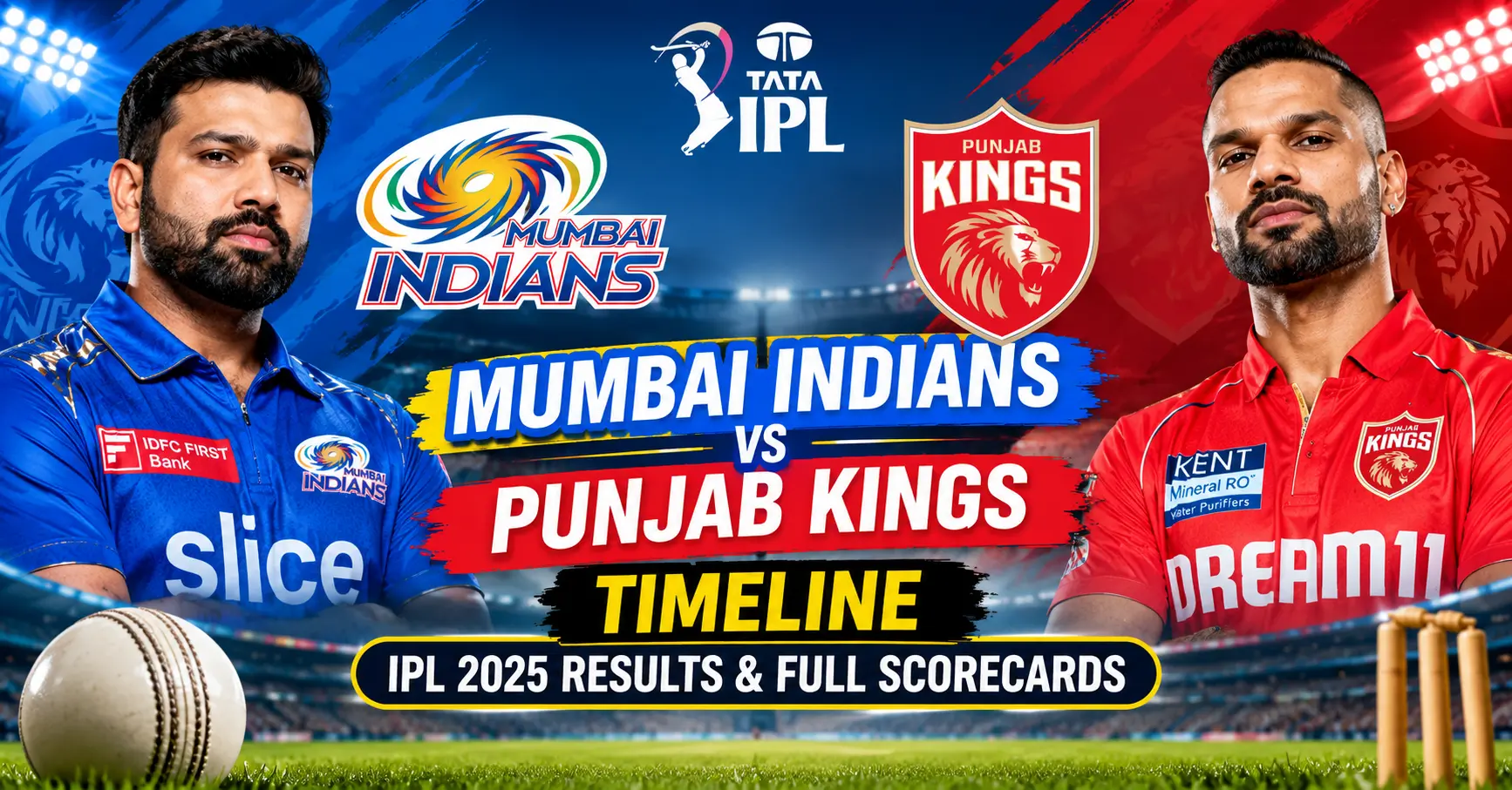 Mumbai Indians vs Punjab Kings Timeline: IPL 2025 Results & Full Scorecards